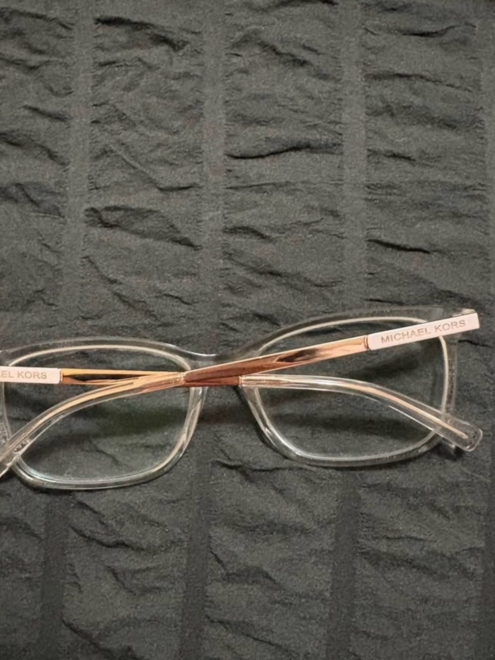 Michael Kors Clear Frame Glasses with Rose Gold Temples (1.25 prescription)